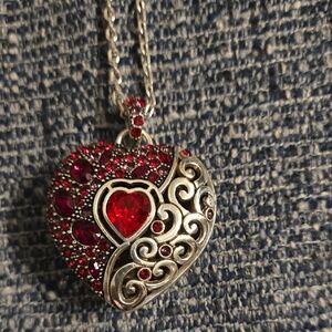 Brighton Red and Silver Heart Necklace
